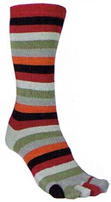 t�strumpa gr�n-r�d-orange randig 30/35