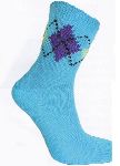 Raggsock turkos med rutor 34/36