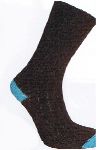 Raggsock brun med turkos h�l 40/42